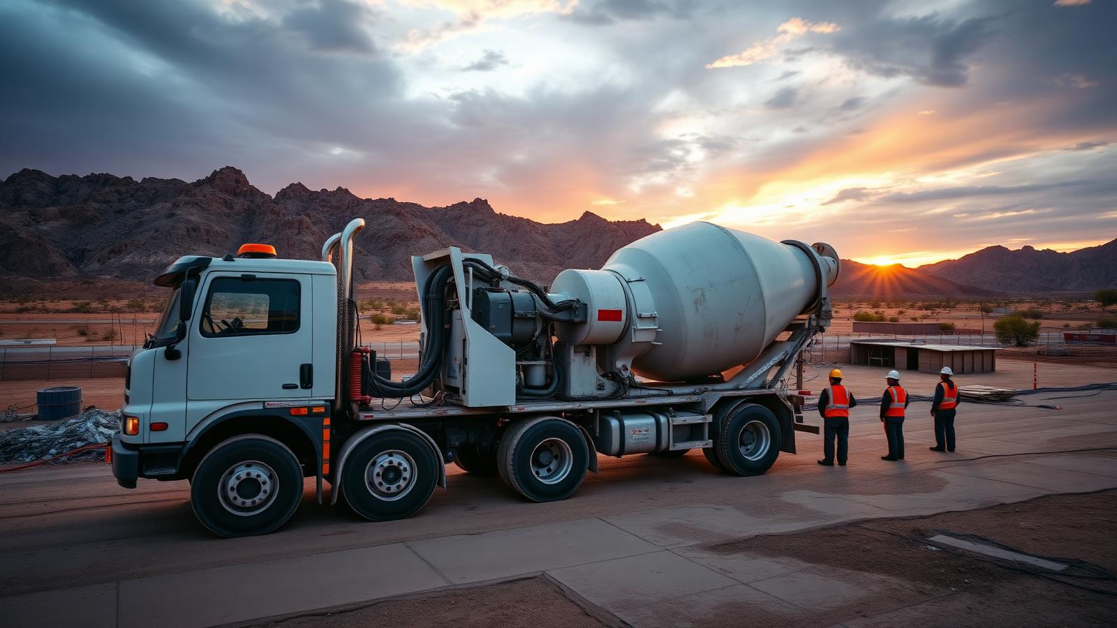 Ready mix concrete truck delivering in Phoenix Arizona